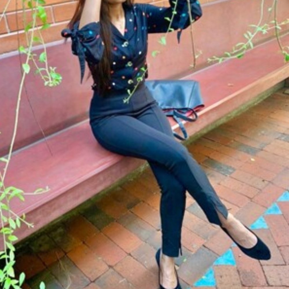 Slit flared dress pants high waist minimalist - Picture 9 of 12